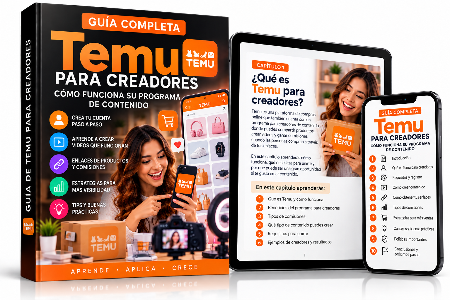 Mockup de Guía de Temu para creadores